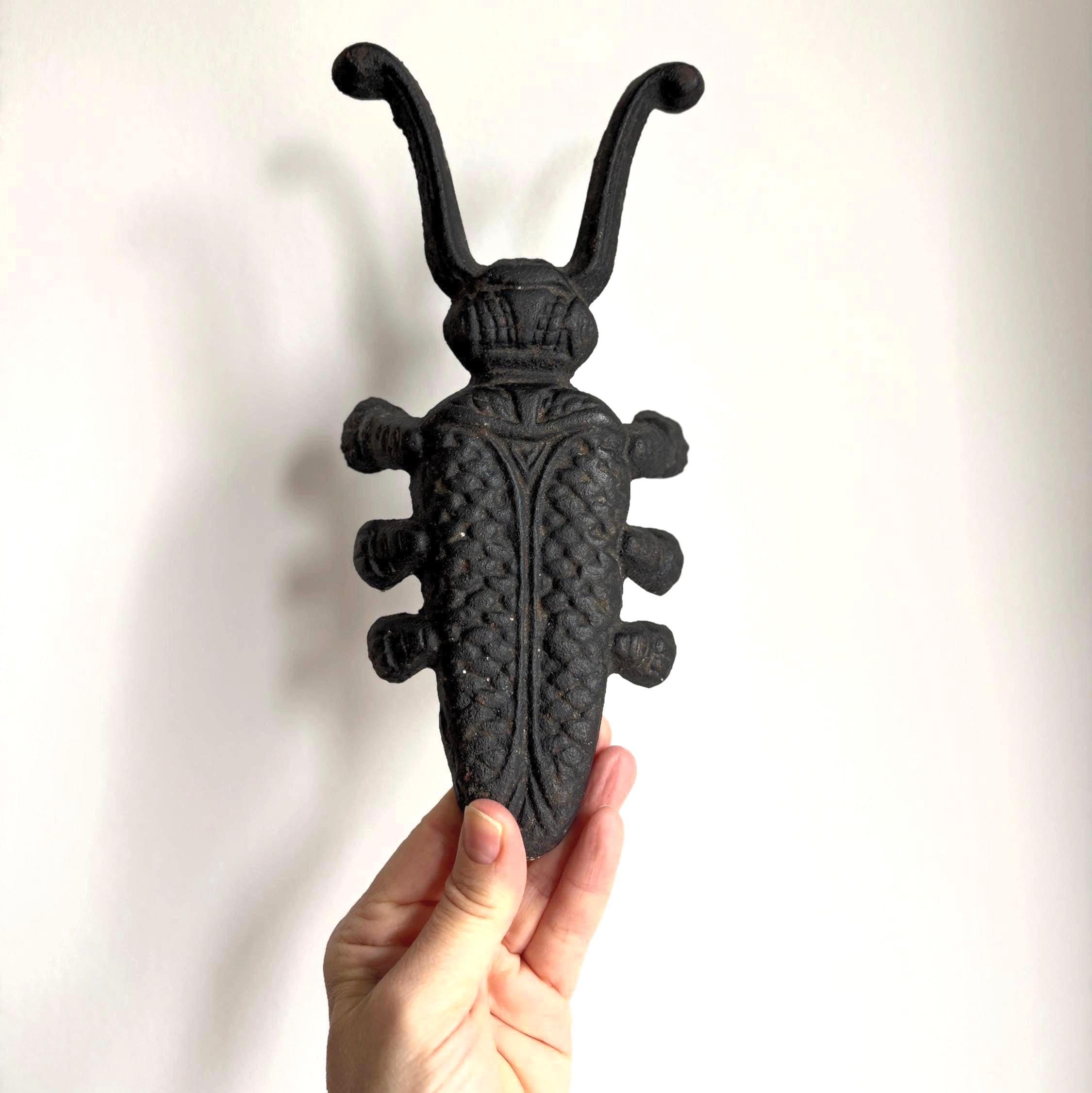 Vintage Cast Iron Beetle Boot Jack Rustic Garden Decor Doorstop Farmhouse Style