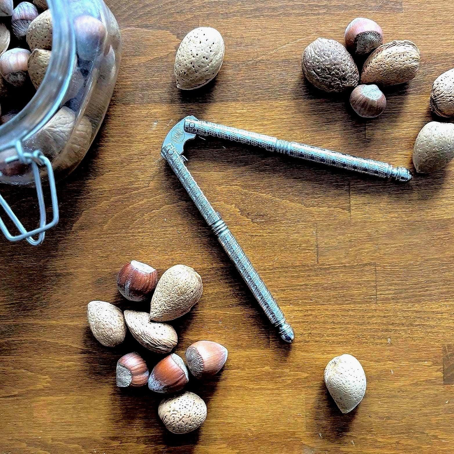 Vintage Metal Nutcracker Tool Rustic Kitchen Decor Farmhouse Nut Cracker Silver Tone