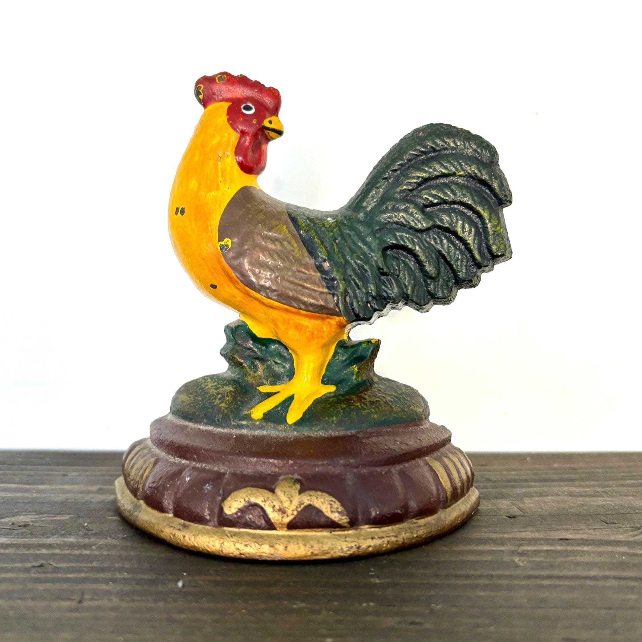 Cast Iron Rooster Doorstop, Vintage Farmhouse Kitchen Decor, Chicken Figurine, Rustic Home Accent